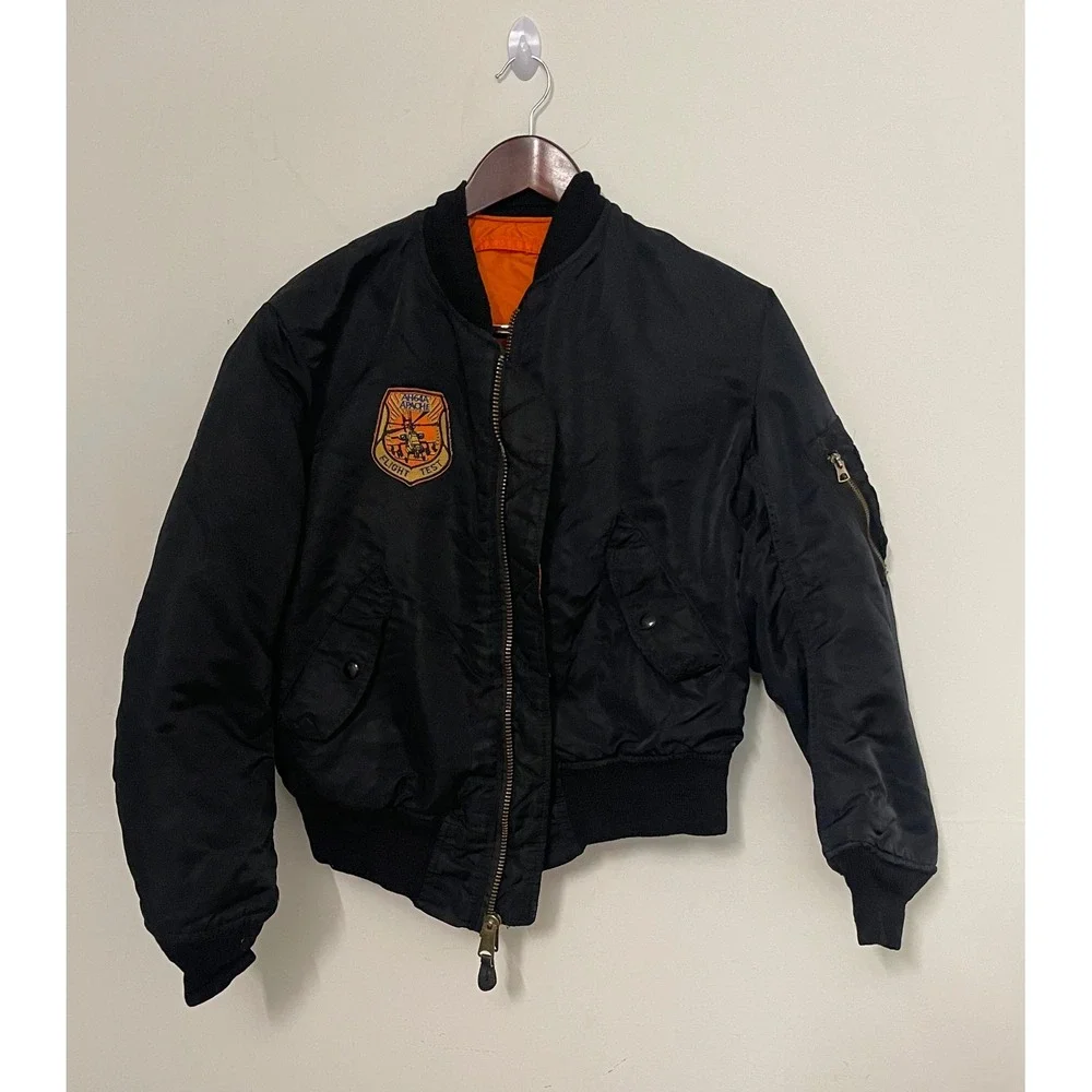 Alpha Industries MA-1 Flight Jacket Black AH-64A Apache Flight Test Small USA